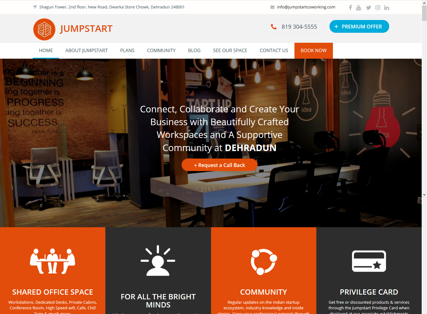 Website Designed for Jumpstart Coworking Space Dehradun