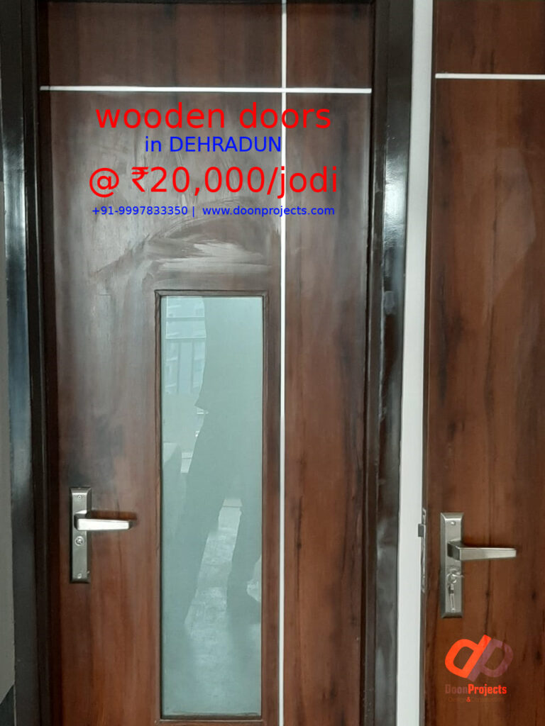 Teakwood Door with Polish and Glass