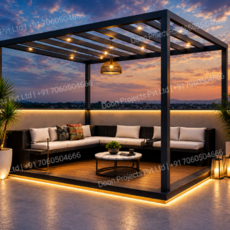 Modern pergola and gazebo design by Doon Projects for outdoor spaces, terraces, gardens and patios